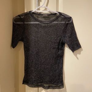 Zara sparkly black sheer top